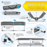 Veldbed - 1 Persoons - Kampeerbed - Stretcher - Grijs - TRESKO®